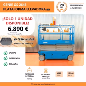 PLATAFORMA TIJERA ELECTRICA GENIE - EUROPA ELEVACION PLATAFORMA ELECTRICA 454 KG