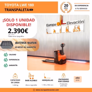 TRANSPALETA ELECTRICA TOYOTA 1800 KG