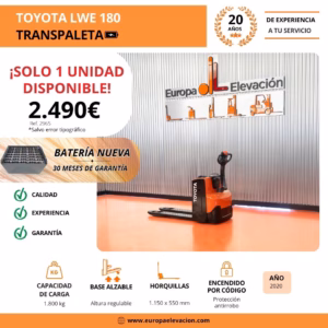 TRANSPALETA - EUROPA ELEVACION TRANSPALETA ELECTRICA TOYOTA 1800 KG